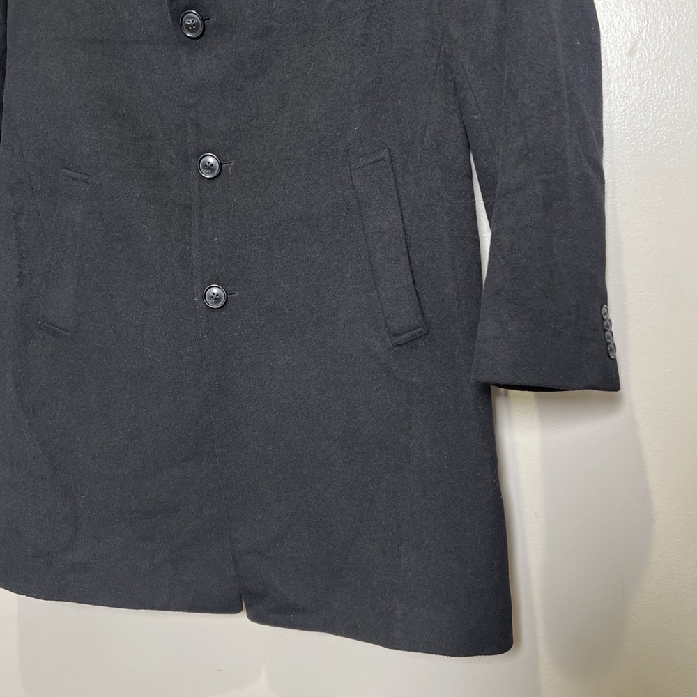 Kenneth Cole Reaction Men's Wool Overcoat Black R42 Peacoat Classic Timeless - Picture 2 of 10